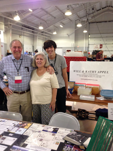 Will & Kathy Appel with grandson David Peterson attending their booth at the 2018 (October 5-7) INDYPEX Stamp Show in Noblesville, Indiana